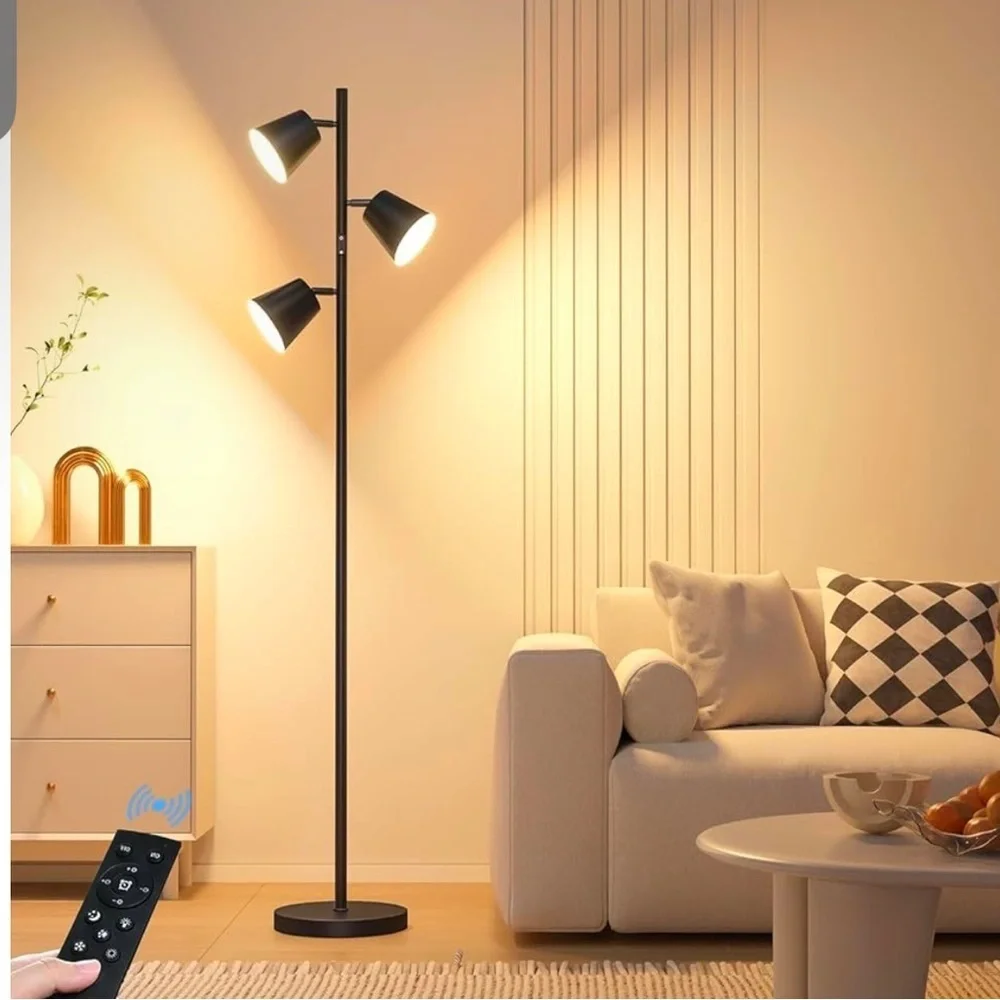 Modern Black Floor Lamp with Remote NIB